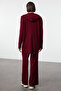 Bordo Kapüşonlu Oversize Triko Alt-Üst Takım TCTAW25US00022 - 5