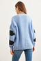 Women's Blue Cloud Detailed Soft Textured Knitwear Sweater Kzk- 19000857 - 5