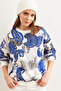 Women's Palmiye Cobalt Blue Basic Soft Textured Casual Sweatshirt Swt-19000457 - 3