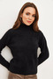 Women's Black Turtleneck Soft Textured Bearded Knitwear Sweater Kzk- 19000861 - 3