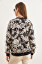 Women's Floral Black Basic Soft Textured Casual Sweatshirt Swt- 19000457 - 6