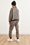 Damen Leopard Beige Basic Trainingsanzug Set ETKM- 0000069 - 8