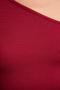 Burgundy Fitted Asymmetrical Collar Off-The-Shoulder Ribbed Knitted Blouse Twoaw23Bz00088 - 4
