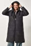 Women’s Black Hooded Long Puffer Coat DD01006