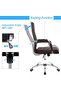 Mid-Back Office Chair, Padded PU Leather, Adjustable Height, 280 lbs Capacity (Brown) - 7