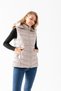 Women's Stone Color Hooded Puffer Vest with Zipper - 8