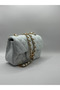 Quilted Patterned Women's Hand and Shoulder Bag with Chain Strap (Small Size) - 2