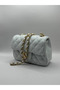 Quilted Patterned Women's Hand and Shoulder Bag with Chain Strap (Small Size) - 3