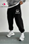 Black Sports PrintEd MEn's JoggEr SwEatPants - Slim Fit with Elastic LEgs and PockEts