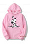 Women's Lovely Snoopy Printed 3 Thread Thick Sweatshirt - Pink Thick Sweat Oversize Hoodie - 2