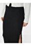 Slim Fit Slit Detailed Textured Midi Length Pencil Skirt - 5