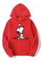 Women's Lovely Snoopy Printed 3 Thread Thick Sweatshirt - Black Pink White and Baby Blue Oversize Hoodie - 4