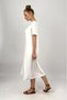 Women's Short Sleeve Viscose Midi Length Crew Neck Dress White - 6
