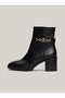 Leather Chain Hardware Block Heel Boots - 5