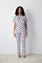 Cotton Black Dotted Shirt Pants White Pajama Set - 2