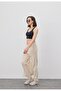 Women's Stone Colored Sweatpants with Striped Sides - 2
