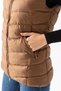 Women's Mink Color Hooded Puffer Vest with Zipper - 3