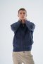 Navy Blue Large Size Men's Truck Collar Knitted Zipper Pocket Wool Knitwear Cardigan Trıst-2115