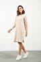 Maternity Breastfeeding Detailed Pocketed Soft Textured Thessaloniki Regular Fit Dress Cream - 3