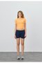 Women's Orange Color Ruffle Short Sleeve T-Shirt - 2