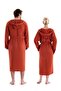 Hooded 4 Layer Brick Color Muslin Bathrobe - Unisex 100% Cotton Bathrobe - 2