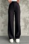 Women's New Season High Waist Classic Black Fabric Trousers - 6