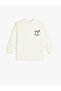 Sweatshirt with Half Turtleneck and Dog Print Textured Design