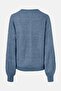 Women Crew Neck Knitted Sweater, Blue - 2
