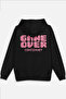 Game over Sırt Printed Hooded Yarı Oversized Sweatshirt Black Hoodie 1199