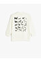 Sweatshirt with Half Turtleneck and Dog Print Textured Design - 2