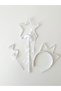 Sequin Sequin Girl Crown Star Wand Scepter and 3 Year Old Cake Decoration Birthday Ornament Set - White Hologram