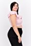 Women Ruffle Neck Cap Sleeve Solid Top, Pink - 2