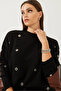 Women's Black Metal Ring Patterned Knitwear Sweater 20234255 - 7