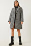 Women's Anthracite Double-Breasted Collar Pocket Cashmere Coat 40941009