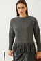 Women's Gray Skirt-Tipped Tassel Knitwear Sweater 20234290 - 6