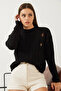 Women's Black Hair Braided Patterned Knitwear Sweater 20234258 - 2