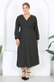 Women's Black and White Polka Dot Pattern Balloon Sleeve Double Breasted Collar Wrap Maxi Length Dress - 4