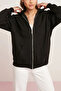 Women's Interlock Two Thread Oversize Basic Plain Unprinted Seasonal Casual Jacket Fleece Cardigan