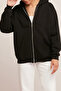 Women's Interlock Two Thread Oversize Basic Plain Unprinted Seasonal Casual Jacket Fleece Cardigan - 3