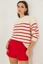 Women's Cream Red Striped Thessaloniki Knitted Sweater 20234526 - 2