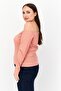 Women Off The Shoulder Neck Long Sleeves Button Top, Dusty Pink - 2
