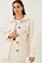 Women's White Double Pocket Wrinkled Fabric Jacket 4636 85001001 - 3