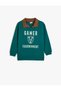 Shirt Collar Sweatshirt Print Detailed Long Sleeve