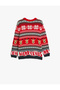 Deer Print Crew Neck Long Sleeve Christmas Sweater - 3