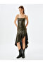 Flounced Straps Square Collar Asymmetrical Cut Long Evening Dress - 3
