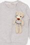 Girl's Sweatshirt with Teddy Bear Accessory, Age 1.5-5, Beige Melange - 3