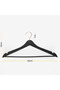 12 Pieces - Wooden Look Plastic A Quality Black Clothes Hanger Gold Hook - 4