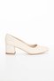 Women's 5 cm Thick Heeled Stiletto Beige - 3