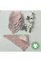 100% Cotton 8 Layers Muslin Fabric Set of 5 Baby Bibs/Mouth Wipes with Three Snaps