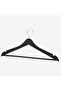 12 Pieces - Wooden Look Plastic A Quality Black Clothes Hanger Gold Hook - 6